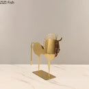 GobekUsa Golden Horse Metal Animal Sculpture Desk Ornament