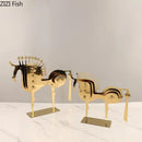 GobekUsa Golden Horse Metal Animal Sculpture Desk Ornament