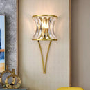 GobekUsa Modern Golden Hourglass Wall Sconce with Clear Crystal Detailing for Living Room