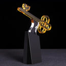 GobekUsa Crystal Trophy: Golden Key Handicrafts, Transparent Decorative Figurine & Home Accent