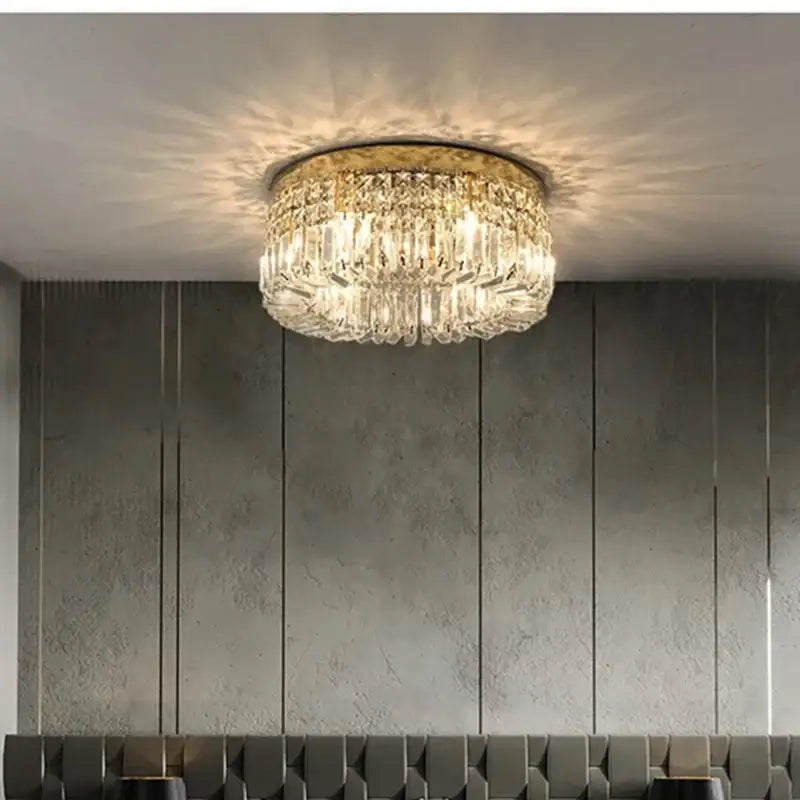 GobekUsa Golden LED Crystal Round Ceiling Lamp, photo 3 of 10