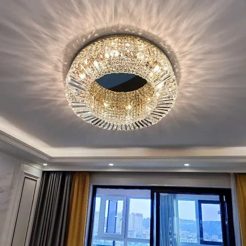 GobekUsa Golden LED Crystal Round Ceiling Lamp, photo 5 of 10
