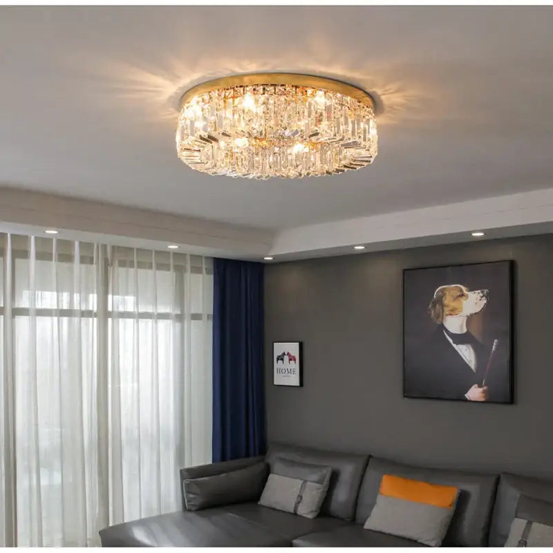 GobekUsa Golden LED Crystal Round Ceiling Lamp, photo 4 of 10