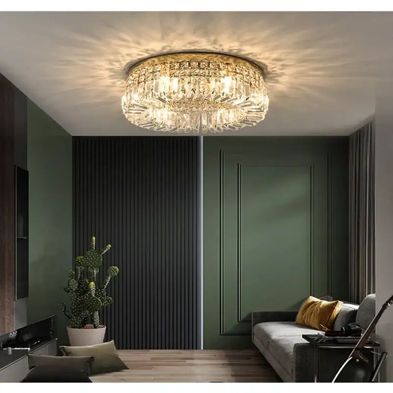 GobekUsa Golden LED Crystal Round Ceiling Lamp, photo 6 of 10
