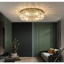 GobekUsa Golden LED Crystal Round Ceiling Lamp