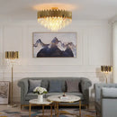 GobekUsa Golden LED Crystal Ceiling Light for Luxury Living Room, Modern Round Crystal Lamp