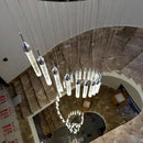 GobekUsa Golden LED Crystal Chandelier for Living Room Staircase