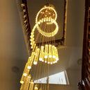 GobekUsa Golden LED Crystal Chandelier for Living Room Staircase