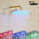 GobekUsa Golden LED Rainfall Shower Faucet with 3-way Mixer and Brass Spout