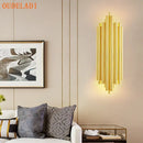 GobekUsa Golden LED Tube Wall Sconce Light for Living Room, Dining Hall, Stair Decor