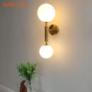 GobekUsa Golden LED Wall Sconce with Milky Glass Ball, 2 G4 Bulbs