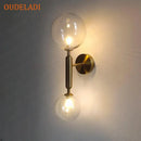 GobekUsa Golden LED Wall Sconce with Milky Glass Ball, 2 G4 Bulbs