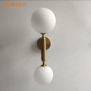 GobekUsa Golden LED Wall Sconce with Milky Glass Ball, 2 G4 Bulbs