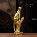 GobekUsa Golden Leopard Resin Sculpture - Handcrafted Cheetah Decoration