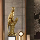 GobekUsa Golden Leopard Resin Sculpture - Handcrafted Cheetah Decoration