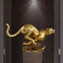 GobekUsa Golden Leopard Resin Sculpture - Handcrafted Cheetah Decoration