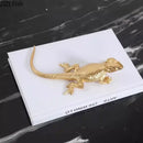 GobekUsa Golden Lizard Sculpture: Modern Metal Desk Ornament & Room Decor Artwork