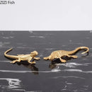 GobekUsa Golden Lizard Sculpture: Modern Metal Desk Ornament & Room Decor Artwork