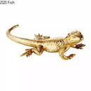 GobekUsa Golden Lizard Sculpture: Modern Metal Desk Ornament & Room Decor Artwork
