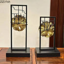 GobekUsa Golden Lotus Leaf Feng Shui Desk Ornament Alloy Sculpture