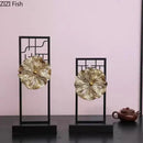 GobekUsa Golden Lotus Leaf Feng Shui Desk Ornament Alloy Sculpture