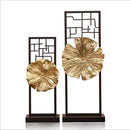 GobekUsa Golden Lotus Leaf Feng Shui Desk Ornament Alloy Sculpture