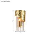 GobekUsa Modern Golden Metallic Wall Sconce with Crystal Block - Stylish Cylinder Light for Living Room
