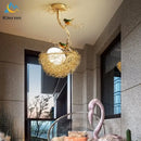GobekUsa Bird's Nest Glass LED Ceiling Lamp for Modern Nordic Living Room Decor