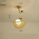 GobekUsa Bird's Nest Glass LED Ceiling Lamp for Modern Nordic Living Room Decor