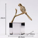 GobekUsa Copper Bird Statue Crystal Base Ornament - Room Aesthetic Decor