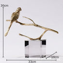 GobekUsa Copper Bird Statue Crystal Base Ornament - Room Aesthetic Decor