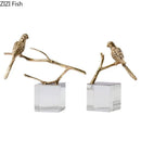 GobekUsa Copper Bird Statue Crystal Base Ornament - Room Aesthetic Decor