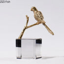 GobekUsa Copper Bird Statue Crystal Base Ornament - Room Aesthetic Decor