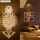 GobekUsa Modern Golden Peacock Wall Sconce with Crystal Bowl Shade – Elegant Bedside Lighting