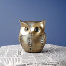 Modern golden perforated owl figurines living room animal statues by Decorbites