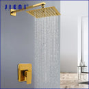 GobekUsa Golden Plated Rainfall Shower System Wall Mounted Shower Faucets Combo