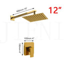 GobekUsa Golden Plated Rainfall Shower System Wall Mounted Shower Faucets Combo
