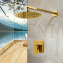 GobekUsa Golden Plated Rainfall Shower System Wall Mounted Shower Faucets Combo