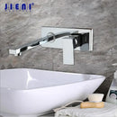 GobekUsa Golden Polished Wall Mount Bathroom Basin Sink Faucet with Hot & Cold Mixer