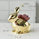 Modern golden rabbit ceramic flower pot living room succulent vase by Decorbites