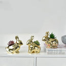 Modern golden rabbit ceramic flower pot living room succulent vase by Decorbites