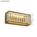 GobekUsa Golden Rectangle LED Wall Mount Light with Clear Faceted Crystal - Modern Metallic Wall Lighting Fixture
