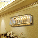 GobekUsa Golden Rectangle LED Wall Mount Light with Clear Faceted Crystal - Modern Metallic Wall Lighting Fixture