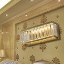 GobekUsa Golden Rectangle LED Wall Mount Light with Clear Faceted Crystal - Modern Metallic Wall Lighting Fixture