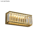 GobekUsa Golden Rectangle LED Wall Mount Light with Clear Faceted Crystal - Modern Metallic Wall Lighting Fixture