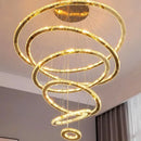 GobekUsa Crystal Stair Chandelier: Modern Indoor LED Ceiling Hanging Light
