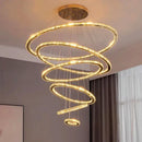 GobekUsa Crystal Stair Chandelier: Modern Indoor LED Ceiling Hanging Light
