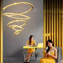 GobekUsa Crystal Stair Chandelier: Modern Indoor LED Ceiling Hanging Light