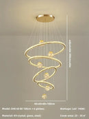 GobekUsa Crystal LED Chandelier: Modern Living Room Pendant Lights, Glass Globe Hanging Lamp