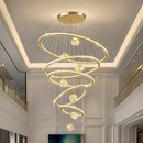 GobekUsa Crystal LED Chandelier: Modern Living Room Pendant Lights, Glass Globe Hanging Lamp